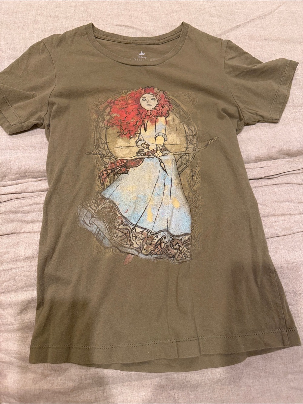 Disney Olive Green Short Sleeve Tee with Merida